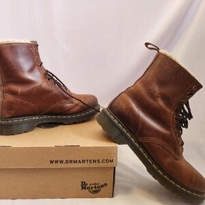 1460 SERENA FAUX FUR LINED LACE UP BOOTS Brown